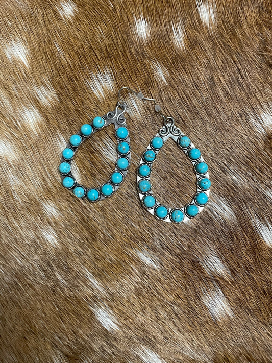 Teardrop Turquoise Hoops